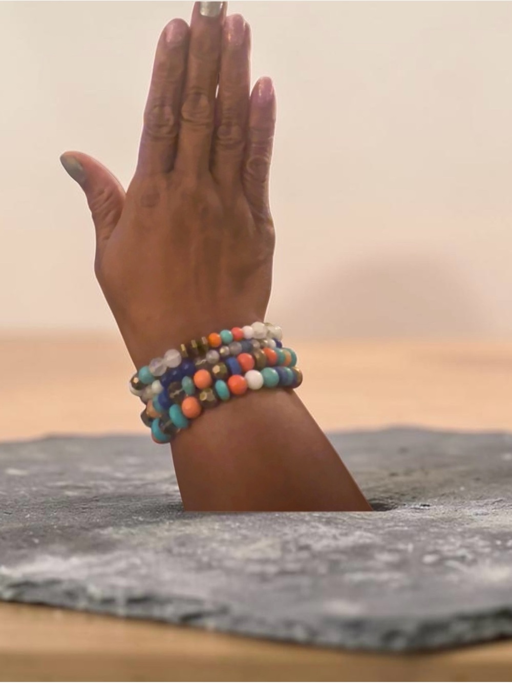 Colorful Stretch Bracelet Stack - Multicolor - Picture 4 of 4